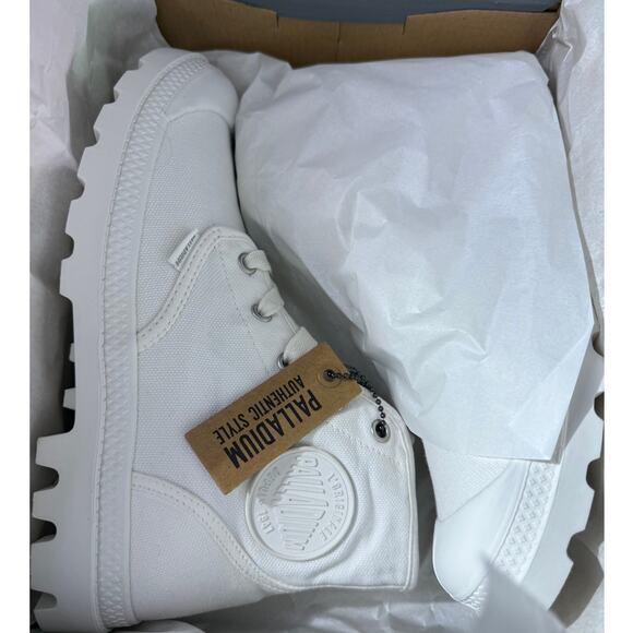 Palladium Pampa Hi white S 7.5 Lace-up Canvas Hi-top Boot Womens New in Box - Picture 6 of 7